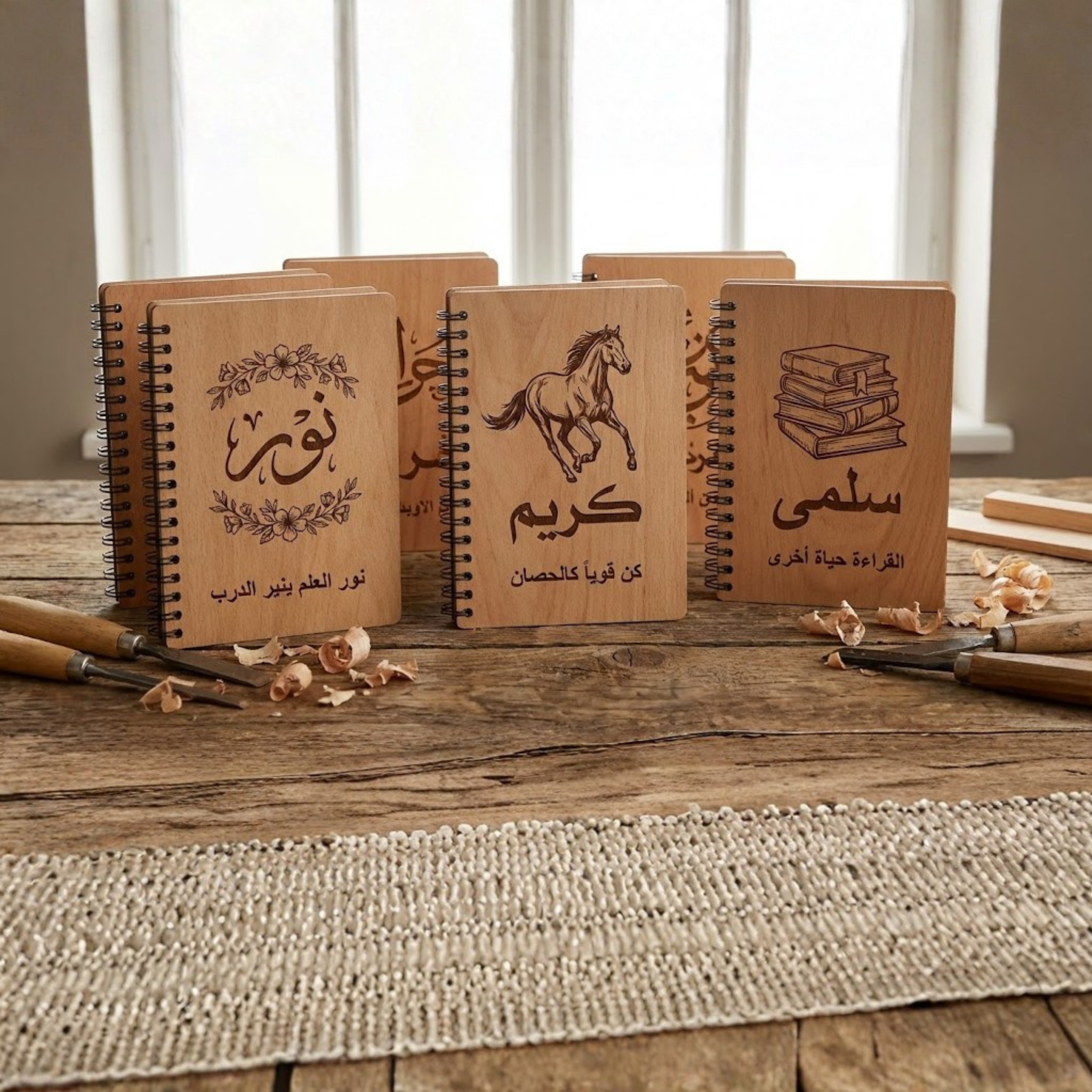 نوت بوك بغلاف خشب ( مقاس 12x16)